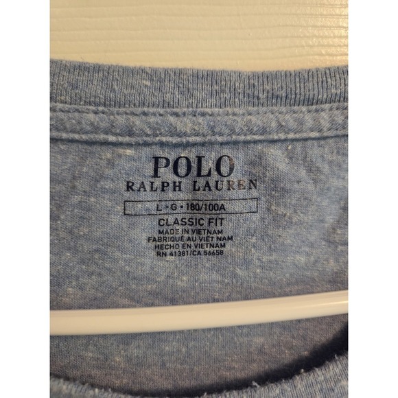 Polo Ralph Lauren Short Sleeve T Shirt Classic Fit, Heather Blue, Size Large - Picture 2 of 3